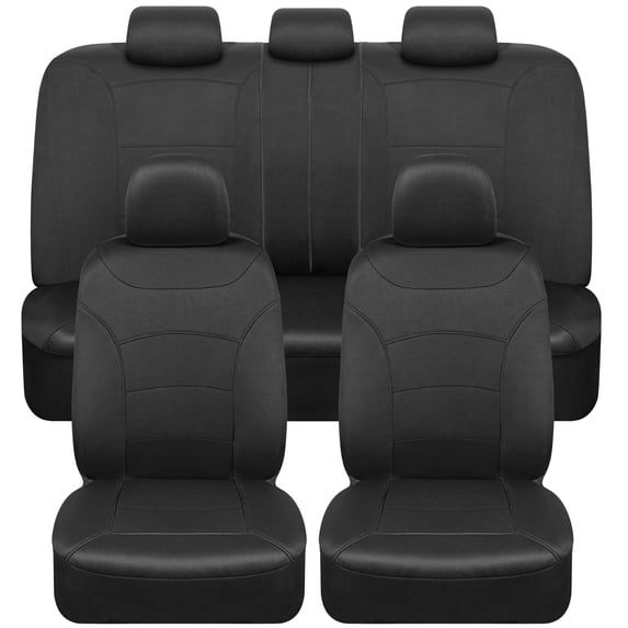 BDK carXS Turismo Two-Tone Car Seat Covers for Car Truck SUV, Full Set Front and Rear Split Bench, Universal Auto Interior Cover, Black