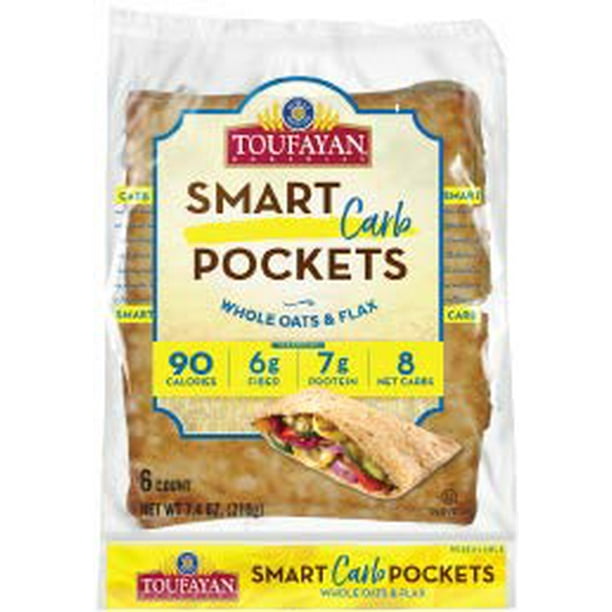 carb pockets square pita bread, low carb, low calorie, 7g protein, 6g
