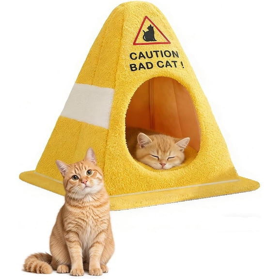 Be careful of the broken cat bed, be careful of the broken cat! Cute cat bed, 2026 fun and soft wool filled comfortable zipper pet nest, detachable and washable16*12*6.6 inches