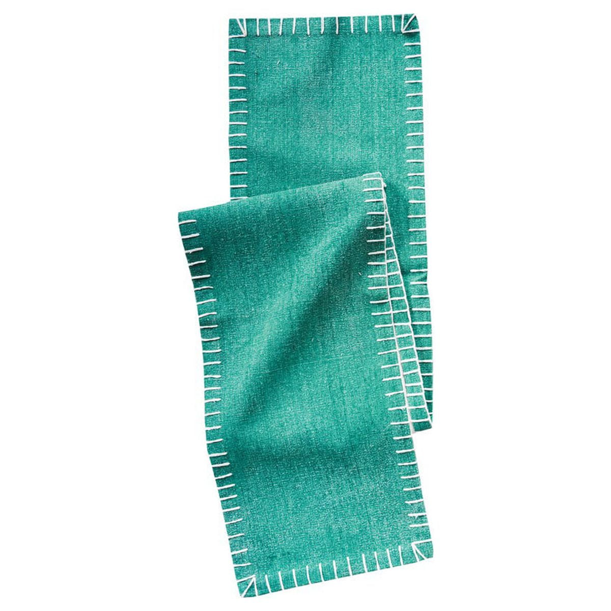 Lagoon Cotton Canvas Table Runner with Blanket Stitch Edge