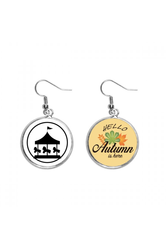 carousel amusement park black outline earring dangle autumn earring jewelry
