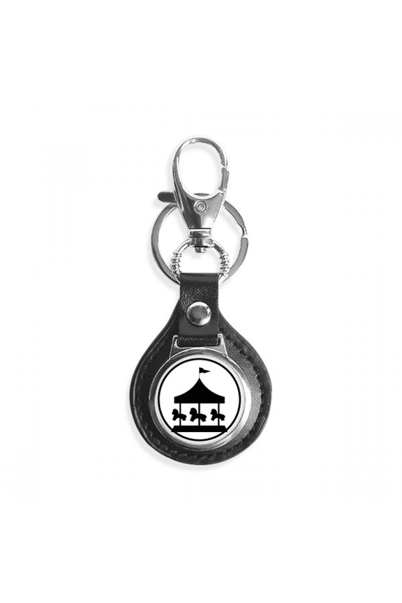 carousel amusement park black outline key link chain keyholder finder hook metal