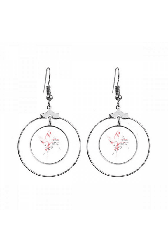 carousel windll lollipop watercolor painting earrings dangle hoop jewelry drop circle