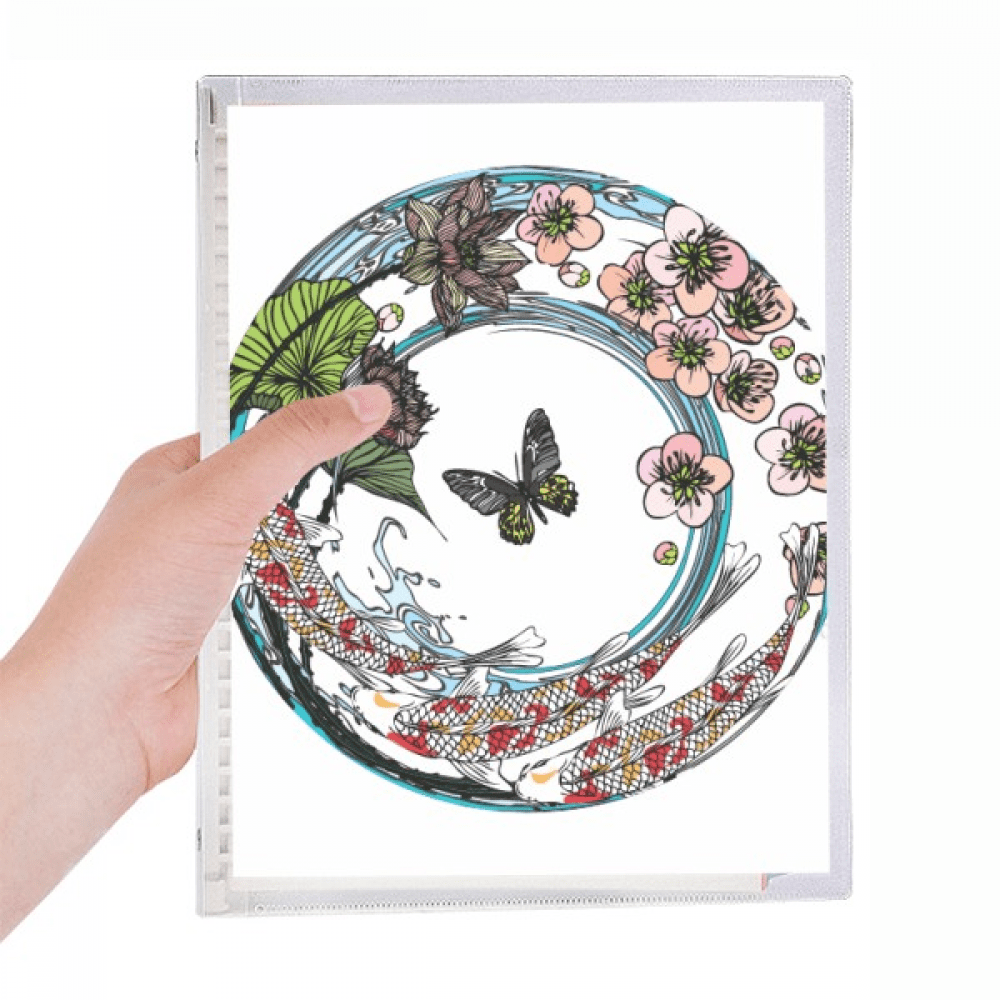 carp lotus pattern geometry notebook loose diary refillable journal statiry