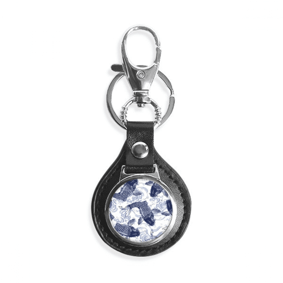 carp wave blue pattern japan key link chain keyholder finder hook metal