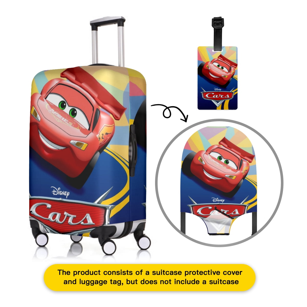 cars Hard Shell Suitcase Cover with Luggage Tag, 21inch/25inch/28inch ...