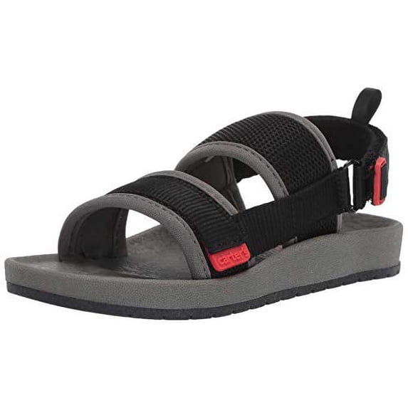 carter's Boys Tango Mesh Sandal with Double Adjustable Straps, Black, 5