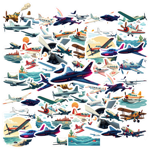 cartoon Airplane Stickers, Waterproof Airplane Sticker for Water Bottle Laptop Phone Cases Planner Skateboard Luggage Helmet Party Favor Decor, Ideal for Adults Teens Teacher Rewards