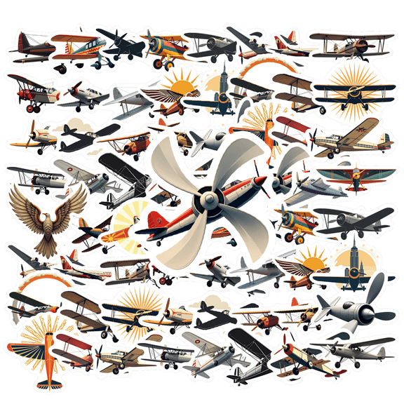 cartoon Airplane Theme Stickers, Waterproof Airplane Theme Sticker for Water Bottle Laptop Phone Cases Planner Skateboard Luggage Helmet Party Favor Decor, Ideal for Adults Teens Teacher Rewards
