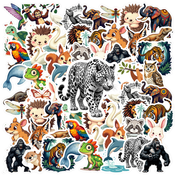 cartoon Animal Stickers, Waterproof Animal Sticker for Water Bottle Laptop Phone Cases Planner Skateboard Luggage Helmet Party Favor Decor, Ideal for Adults Teens Teacher Rewards