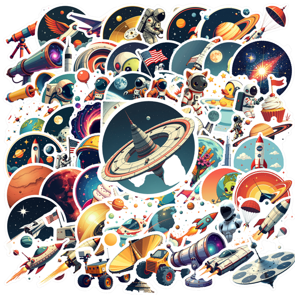 cartoon Astronaut Space Stickers, Waterproof Astronaut Space Sticker for Water Bottle Laptop Phone Cases Planner Skateboard Luggage Helmet Party Favor Decor, Ideal for Adults Teens Teacher Rewards