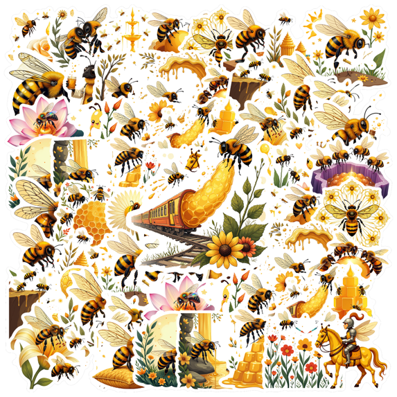 cartoon Bee Honey Sticker Stickers, Waterproof Bee Honey Sticker Sticker for Water Bottle Laptop Phone Cases Planner Skateboard Luggage Helmet Party Favor Decor, Ideal for Adults Teens Teacher Rewards