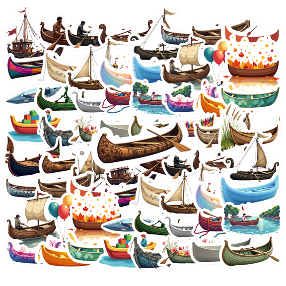 cartoon Boat theme Stickers, Waterproof Boat theme Sticker for Water Bottle Laptop Phone Cases Planner Skateboard Luggage Helmet Party Favor Decor, Ideal for Adults Teens Teacher Rewards