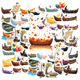 thumbnail image 1 of cartoon Boat theme Stickers, Waterproof Boat theme Sticker for Water Bottle Laptop Phone Cases Planner Skateboard Luggage Helmet Party Favor Decor, Ideal for Adults Teens Teacher Rewards, 1 of 9