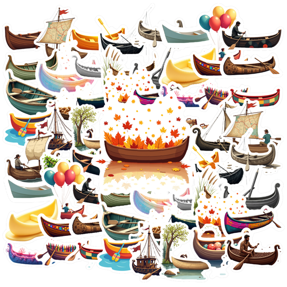 cartoon Boat theme Stickers, Waterproof Boat theme Sticker for Water Bottle Laptop Phone Cases Planner Skateboard Luggage Helmet Party Favor Decor, Ideal for Adults Teens Teacher Rewards
