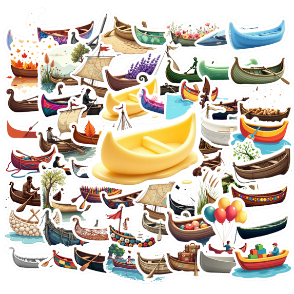cartoon Boat theme Stickers, Waterproof Boat theme Sticker for Water Bottle Laptop Phone Cases Planner Skateboard Luggage Helmet Party Favor Decor, Ideal for Adults Teens Teacher Rewards