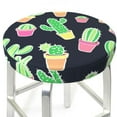 cartoon Cactus potted plant Round Bar Stool Seat Covers, Elastic Round