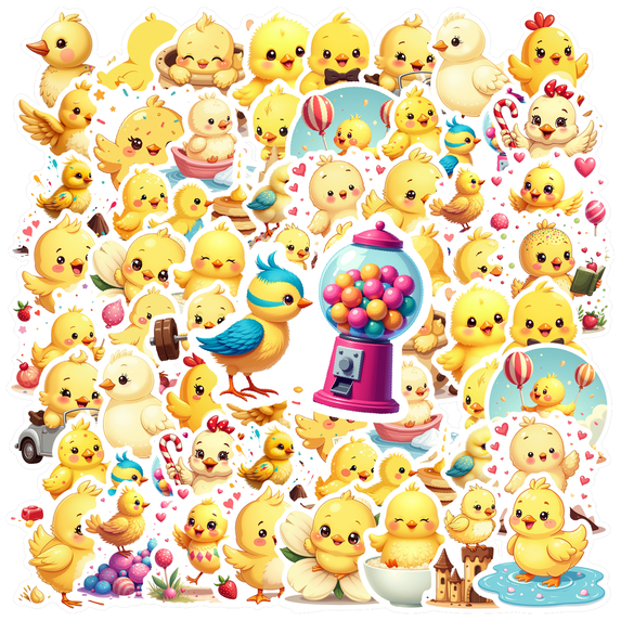 cartoon Chick Stickers Stickers, Waterproof Chick Stickers Sticker for Water Bottle Laptop Phone Cases Planner Skateboard Luggage Helmet Party Favor Decor, Ideal for Adults Teens Teacher Rewards