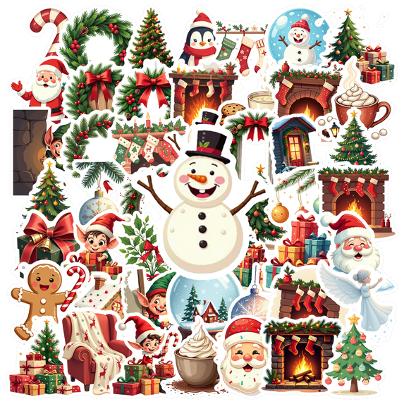 cartoon Christmas Stickers, Waterproof Christmas Sticker for Water Bottle Laptop Phone Cases Planner Skateboard Luggage Helmet Party Favor Decor, Ideal for Adults Teens Teacher Rewards
