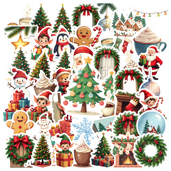 cartoon Christmas Stickers, Waterproof Christmas Sticker for Water Bottle Laptop Phone Cases Planner Skateboard Luggage Helmet Party Favor Decor, Ideal for Adults Teens Teacher Rewards