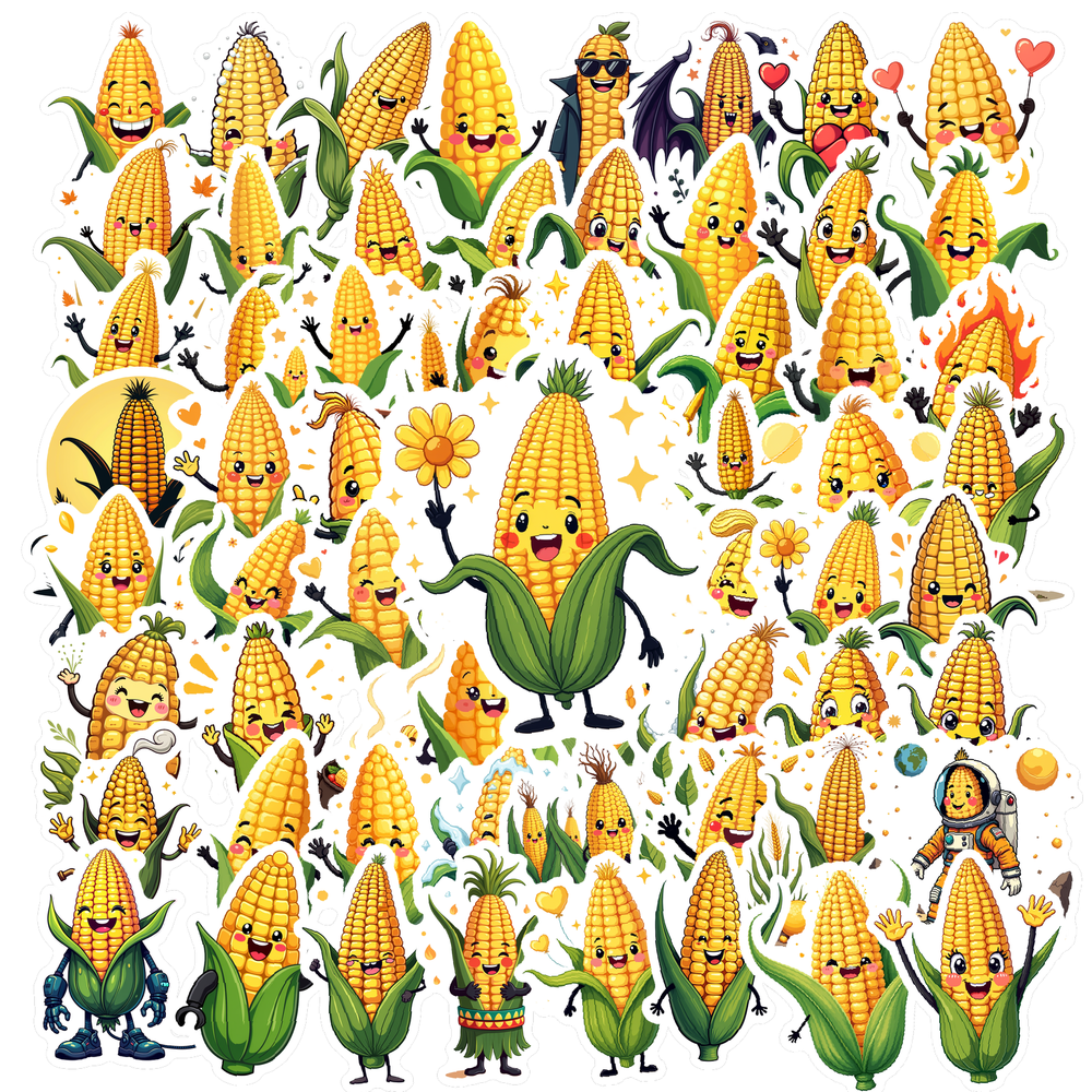 Buttered Corn Sticker cartoon Corn Stickers, Waterproof Vegetable Sticker for Water Bottle ...