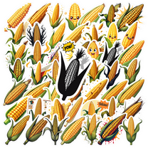 cartoon Corn Theme Stickers, Waterproof Corn Theme Sticker for Water Bottle Laptop Phone Cases Planner Skateboard Luggage Helmet Party Favor Decor, Ideal for Adults Teens Teacher Rewards
