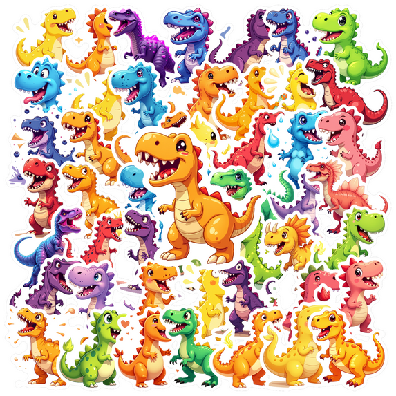 cartoon Dinosaur Stickers Stickers, Waterproof Dinosaur Stickers Sticker for Water Bottle Laptop Phone Cases Planner Skateboard Luggage Helmet Party Favor Decor, Ideal for Adults Teens Teacher Rewards