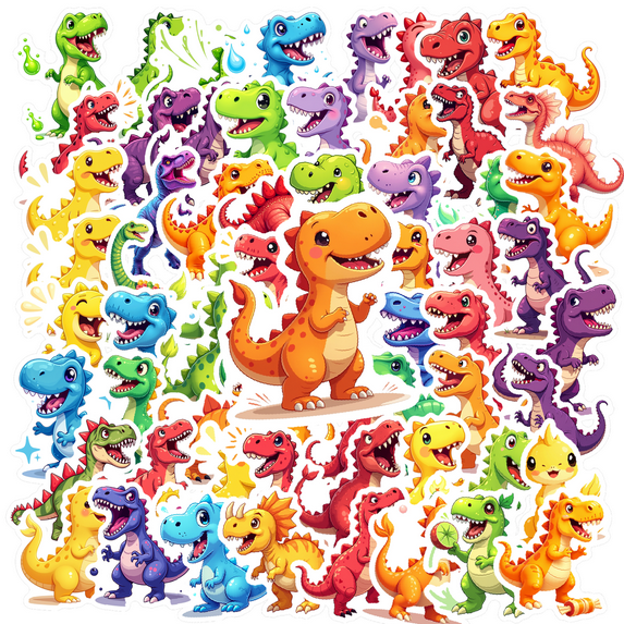 cartoon Dinosaur Stickers Stickers, Waterproof Dinosaur Stickers Sticker for Water Bottle Laptop Phone Cases Planner Skateboard Luggage Helmet Party Favor Decor, Ideal for Adults Teens Teacher Rewards