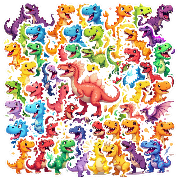 cartoon Dinosaur Stickers Stickers, Waterproof Dinosaur Stickers Sticker for Water Bottle Laptop Phone Cases Planner Skateboard Luggage Helmet Party Favor Decor, Ideal for Adults Teens Teacher Rewards