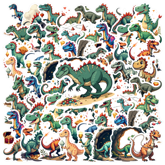 cartoon Dinosaur Stickers, Waterproof Dinosaur Sticker for Water Bottle Laptop Phone Cases Planner Skateboard Luggage Helmet Party Favor Decor, Ideal for Adults Teens Teacher Rewards