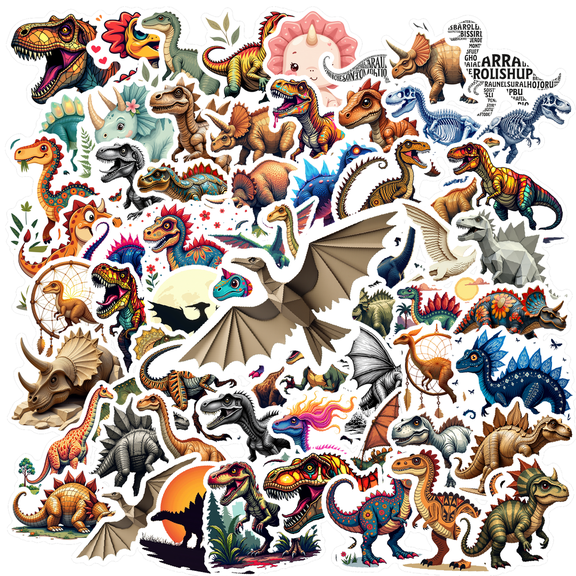 cartoon Dinosaur Theme Stickers, Waterproof Dinosaur Theme Sticker for Water Bottle Laptop Phone Cases Planner Skateboard Luggage Helmet Party Favor Decor, Ideal for Adults Teens Teacher Rewards
