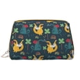 thumbnail image 1 of cartoon Dinosaur leaves Makeup Bag, Large Capacity Travel Cosmetic Bag for Women Girls- Travel Toiletry Bag Leather Portable Waterproof Makeup Case Organizer with Handle, 1 of 4