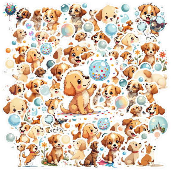 cartoon Dog Stickers, Waterproof Dog Sticker for Water Bottle Laptop Phone Cases Planner Skateboard Luggage Helmet Party Favor Decor, Ideal for Adults Teens Teacher Rewards