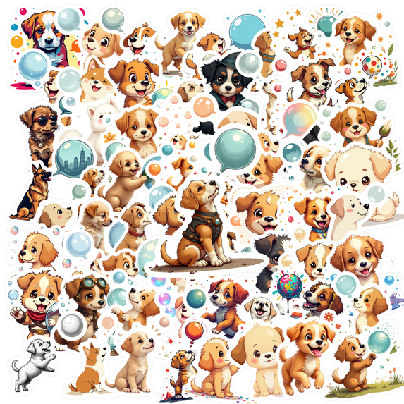 cartoon Dog Stickers, Waterproof Dog Sticker for Water Bottle Laptop Phone Cases Planner Skateboard Luggage Helmet Party Favor Decor, Ideal for Adults Teens Teacher Rewards