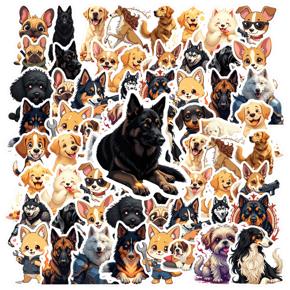 cartoon Dog Theme Stickers, Waterproof Dog Theme Sticker for Water Bottle Laptop Phone Cases Planner Skateboard Luggage Helmet Party Favor Decor, Ideal for Adults Teens Teacher Rewards