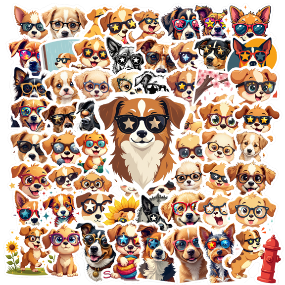 cartoon Dog theme Stickers, Waterproof Dog theme Sticker for Water Bottle Laptop Phone Cases Planner Skateboard Luggage Helmet Party Favor Decor, Ideal for Adults Teens Teacher Rewards