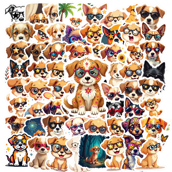 cartoon Dog theme Stickers, Waterproof Dog theme Sticker for Water Bottle Laptop Phone Cases Planner Skateboard Luggage Helmet Party Favor Decor, Ideal for Adults Teens Teacher Rewards