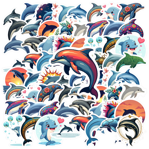 cartoon Dolphin Stickers Stickers, Waterproof Dolphin Stickers Sticker for Water Bottle Laptop Phone Cases Planner Skateboard Luggage Helmet Party Favor Decor, Ideal for Adults Teens Teacher Rewards