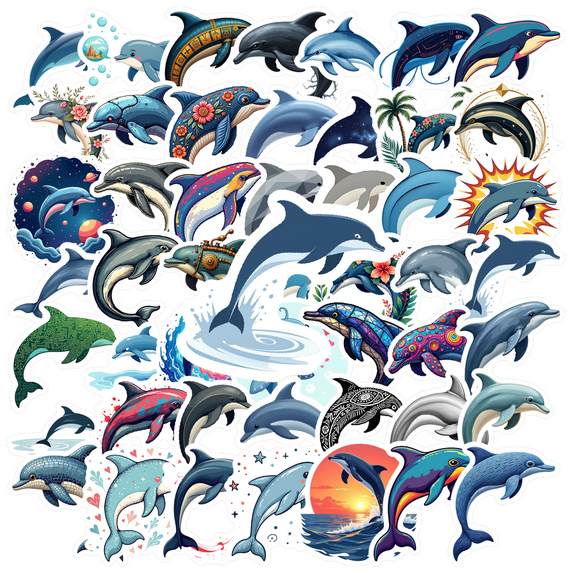 cartoon Dolphin Stickers Stickers, Waterproof Dolphin Stickers Sticker for Water Bottle Laptop Phone Cases Planner Skateboard Luggage Helmet Party Favor Decor, Ideal for Adults Teens Teacher Rewards