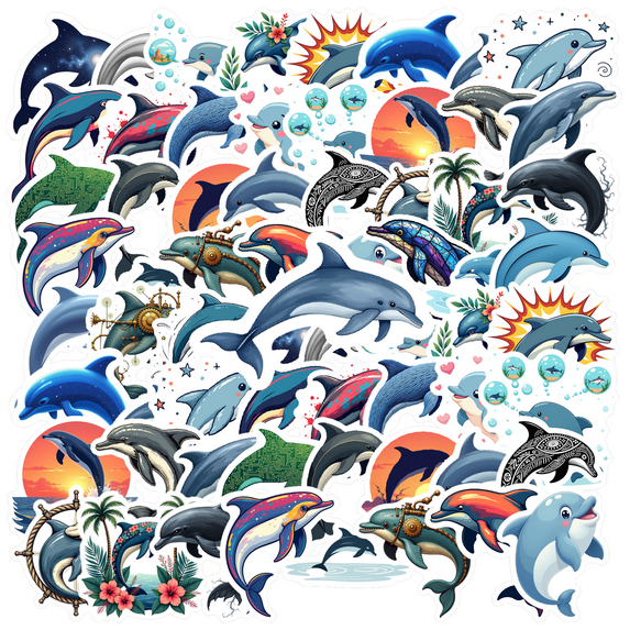 cartoon Dolphin Stickers Stickers, Waterproof Dolphin Stickers Sticker for Water Bottle Laptop Phone Cases Planner Skateboard Luggage Helmet Party Favor Decor, Ideal for Adults Teens Teacher Rewards