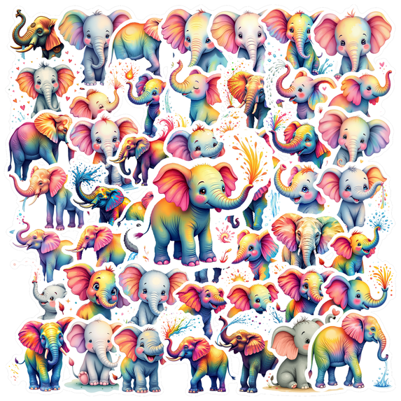cartoon Elephant theme Stickers, Waterproof Elephant theme Sticker for Water Bottle Laptop Phone Cases Planner Skateboard Luggage Helmet Party Favor Decor, Ideal for Adults Teens Teacher Rewards