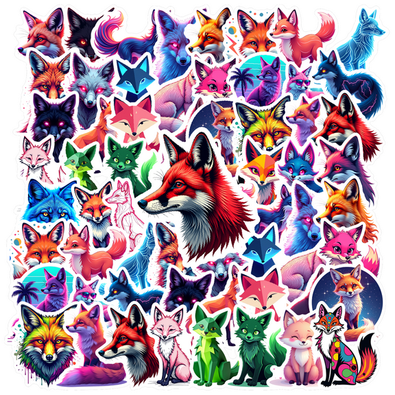cartoon Fox Stickers Stickers, Waterproof Fox Stickers Sticker for Water Bottle Laptop Phone Cases Planner Skateboard Luggage Helmet Party Favor Decor, Ideal for Adults Teens Teacher Rewards