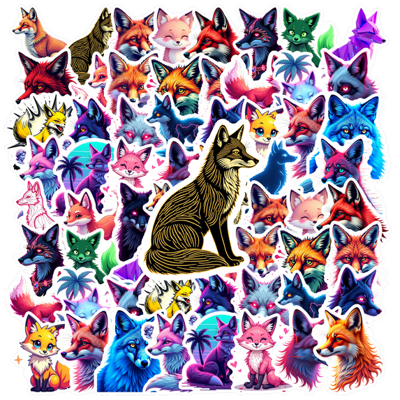 cartoon Fox Stickers Stickers, Waterproof Fox Stickers Sticker for Water Bottle Laptop Phone Cases Planner Skateboard Luggage Helmet Party Favor Decor, Ideal for Adults Teens Teacher Rewards