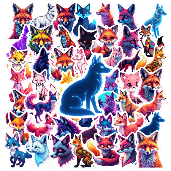 cartoon Fox Stickers Stickers, Waterproof Fox Stickers Sticker for Water Bottle Laptop Phone Cases Planner Skateboard Luggage Helmet Party Favor Decor, Ideal for Adults Teens Teacher Rewards