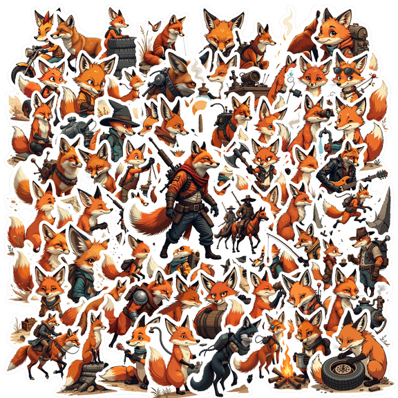 cartoon Fox Stickers, Waterproof Fox Sticker for Water Bottle Laptop Phone Cases Planner Skateboard Luggage Helmet Party Favor Decor, Ideal for Adults Teens Teacher Rewards