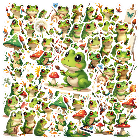 cartoon Frog Art Stickers Stickers, Waterproof Frog Art Stickers Sticker for Water Bottle Laptop Phone Cases Planner Skateboard Luggage Helmet Party Favor Decor, Ideal for Adults Teens Teacher Rewards