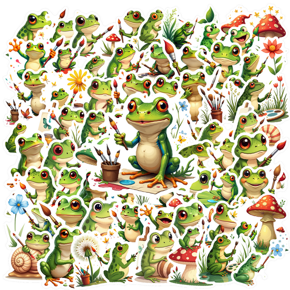 cartoon Frog Art Stickers Stickers, Waterproof Frog Art Stickers Sticker for Water Bottle Laptop Phone Cases Planner Skateboard Luggage Helmet Party Favor Decor, Ideal for Adults Teens Teacher Rewards