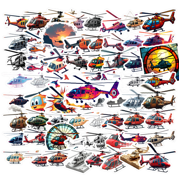 cartoon Helicopter Theme Stickers, Waterproof Helicopter Theme Sticker for Water Bottle Laptop Phone Cases Planner Skateboard Luggage Helmet Party Favor Decor, Ideal for Adults Teens Teacher Rewards