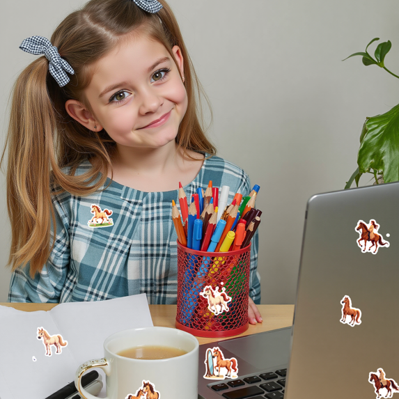 cartoon Horse Stickers, Waterproof Horse Sticker for Water Bottle Laptop Phone Cases Planner Skateboard Luggage Helmet Party Favor Decor, Ideal for Adults Teens Teacher Rewards