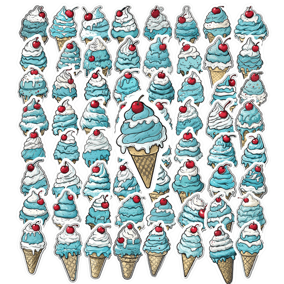 cartoon Ice - cream Stickers, Waterproof Ice - cream Sticker for Water Bottle Laptop Phone Cases Planner Skateboard Luggage Helmet Party Favor Decor, Ideal for Adults Teens Teacher Rewards